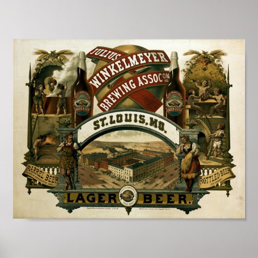 Antieke Julius Winkelmeyer Brouwerij Bieradvertent Poster (Voorkant)
