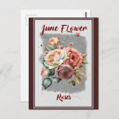 Antieke June Flower Roos Bloemig Briefkaart (Voorkant / Achterkant)