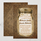 antieke jute landelijke rustieke metson jar trouwf kaart (Voorkant / Achterkant)