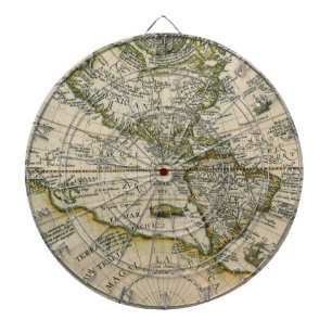 Antieke kaart, 1596, America Sive Novus Orbis Dartbord