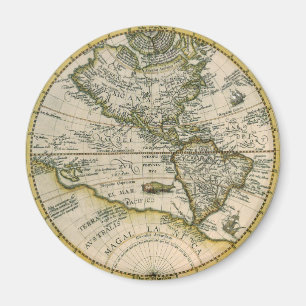 Antieke kaart, 1596, America Sive Novus Orbis Magneet