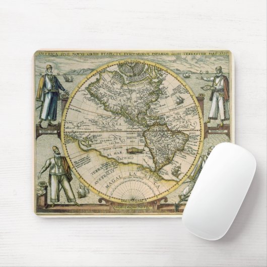 Antieke kaart, 1596, America Sive Novus Orbis Muismat (Met muis)