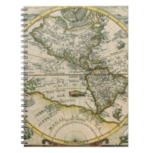 Antieke kaart, 1596, America Sive Novus Orbis Notitieboek
