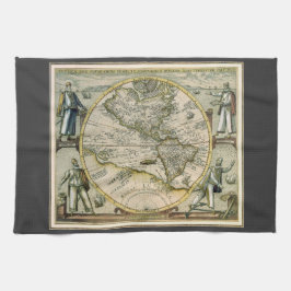 Antieke kaart, 1596, America Sive Novus Orbis Theedoek