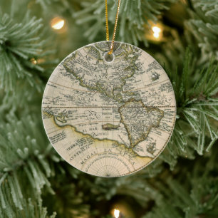 Antieke kaart, America Sive Novus Orbis, 1596 Keramisch Ornament