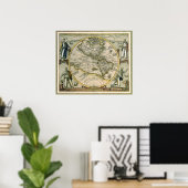 Antieke kaart, America Sive Novus Orbis, 1596 Poster (Thuiskantoor)