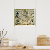 Antieke kaart, America Sive Novus Orbis, 1596 Poster (Keuken)