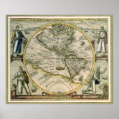 Antieke kaart, America Sive Novus Orbis, 1596 Poster (Voorkant)