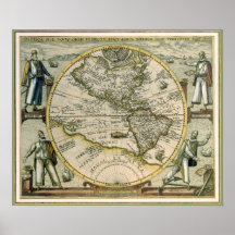 Antieke kaart, America Sive Novus Orbis, 1596