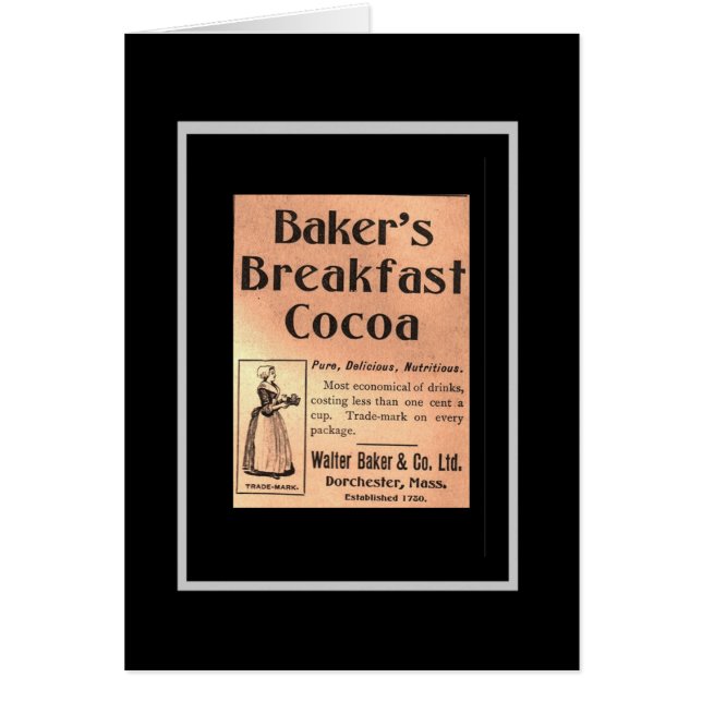 Antieke kaart Baker's Breakfast Cocoa Label (Voorkant)