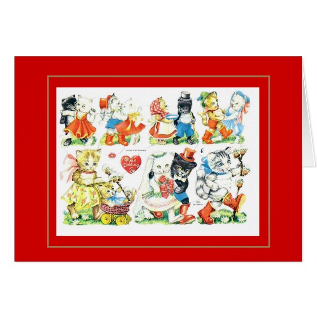 Antieke kaart collage katten (Voorkant Horizontaal)
