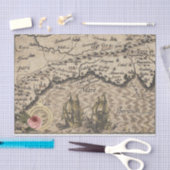 Antieke kaart en zeilboten tissuepapier (Craft)