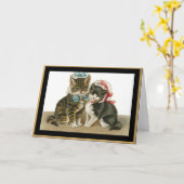 Antieke Kaart Katten Met Hats (Gele Bloem)