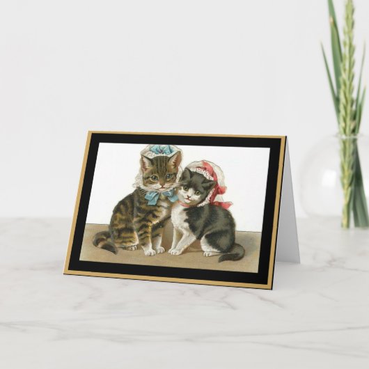 Antieke Kaart Katten Met Hats (Voorkant)