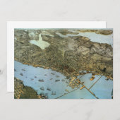 Antieke kaart Luchtfoto van de stad Seattle Washin (Voorkant / Achterkant)