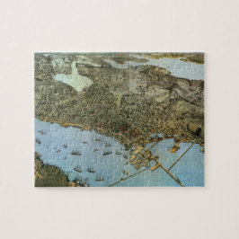 Antieke kaart Luchtfoto van de stad Seattle Washin Legpuzzel
