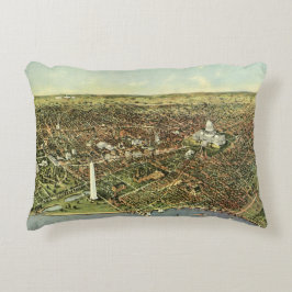 Antieke kaart met een panoramisch uitzicht op Wash Decoratief Kussen
