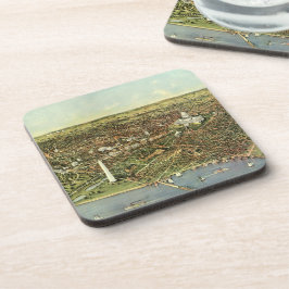 Antieke kaart met een panoramisch uitzicht op Wash Onderzetter