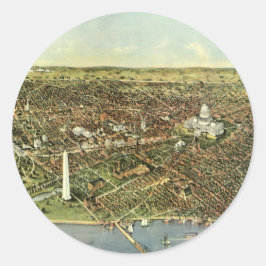 Antieke kaart met een panoramisch uitzicht op Wash Ronde Sticker
