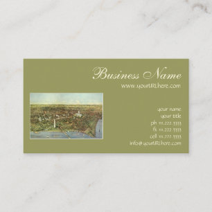 Antieke kaart met een panoramisch uitzicht op Wash Visitekaartje