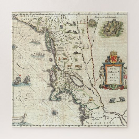Antieke kaart Nederlandse en Engelse koloniën Noor Legpuzzel (Verticaal)