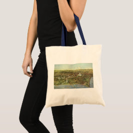 Antieke kaart, panoramisch zicht op Washington DC Tote Bag