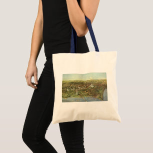 Antieke kaart, panoramisch zicht op Washington DC Tote Bag