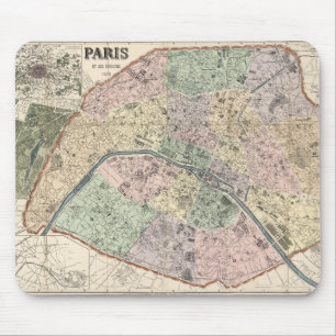 Antieke kaart Parijs Frankrijk 1878 Muismat