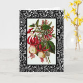 Antieke kaart Rode Bloemen Zwart Wit Frame (Gele Bloem)