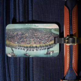 Antieke kaart Saint Louis Missouri Mississippi riv Bagagelabel