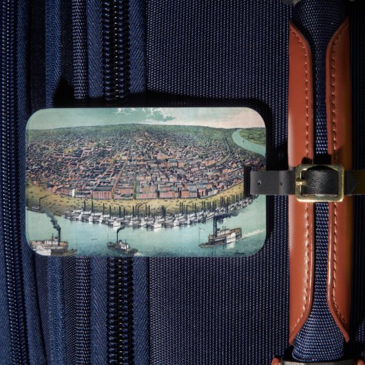 Antieke kaart Saint Louis Missouri Mississippi riv Bagagelabel (Voorkant Insitu 4)