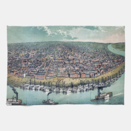 Antieke kaart Saint Louis Missouri Mississippi riv Theedoek