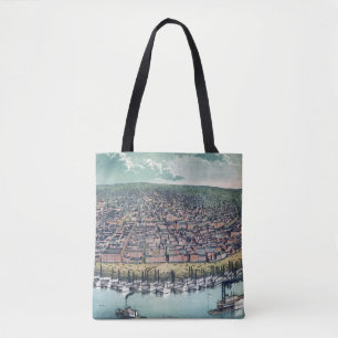 Antieke kaart Saint Louis Missouri Mississippi riv Tote Bag