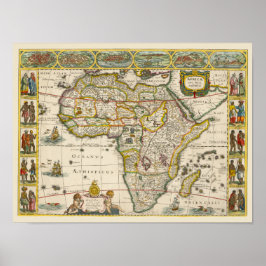Antieke kaart van Afrika door Hondius en Jansson Poster