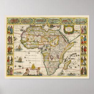 Antieke kaart van Afrika door Hondius en Jansson Poster