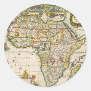 Antieke kaart van Afrika door Hondius en Jansson Ronde Sticker