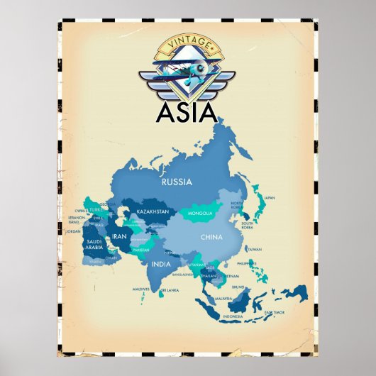 Antieke kaart van Azië Poster (Voorkant)