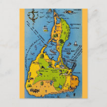 Antieke kaart van Block Island