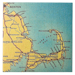 Antieke kaart van Boston Cape Cod keramische tegel Tegeltje