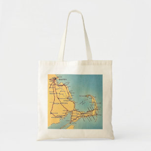 Antieke kaart van Boston Cape Cod Tote Bag