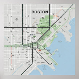 Antieke kaart van Boston Massachusetts, Boston Ma  Poster