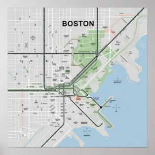 Antieke kaart van Boston Massachusetts, Boston Ma  Poster