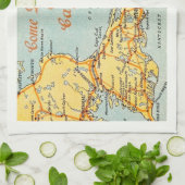 Antieke kaart van Cape Cod Theedoek (Gevouwen)