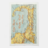 Antieke kaart van Cape Cod Theedoek (Verticaal)