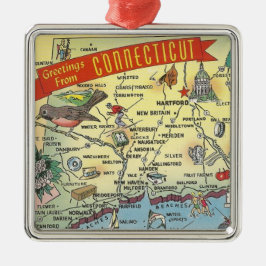 Antieke kaart van Connecticut Metalen Ornament