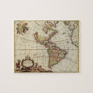 Antieke kaart van de Amerika's door Johannes De Ra Legpuzzel