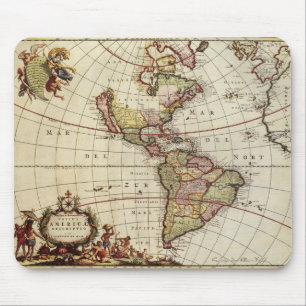 Antieke kaart van de Amerika's door Johannes De Ra Muismat
