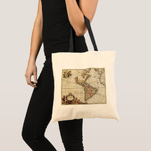 Antieke kaart van de Amerika's door Johannes De Ra Tote Bag