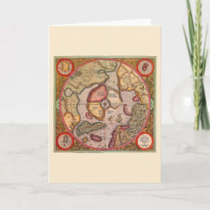 Antieke kaart van de Noordpoolkaart van Mercator