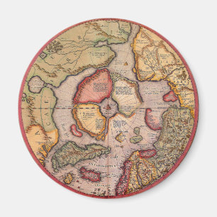 Antieke kaart van de Noordpoolkaart van Mercator Magneet